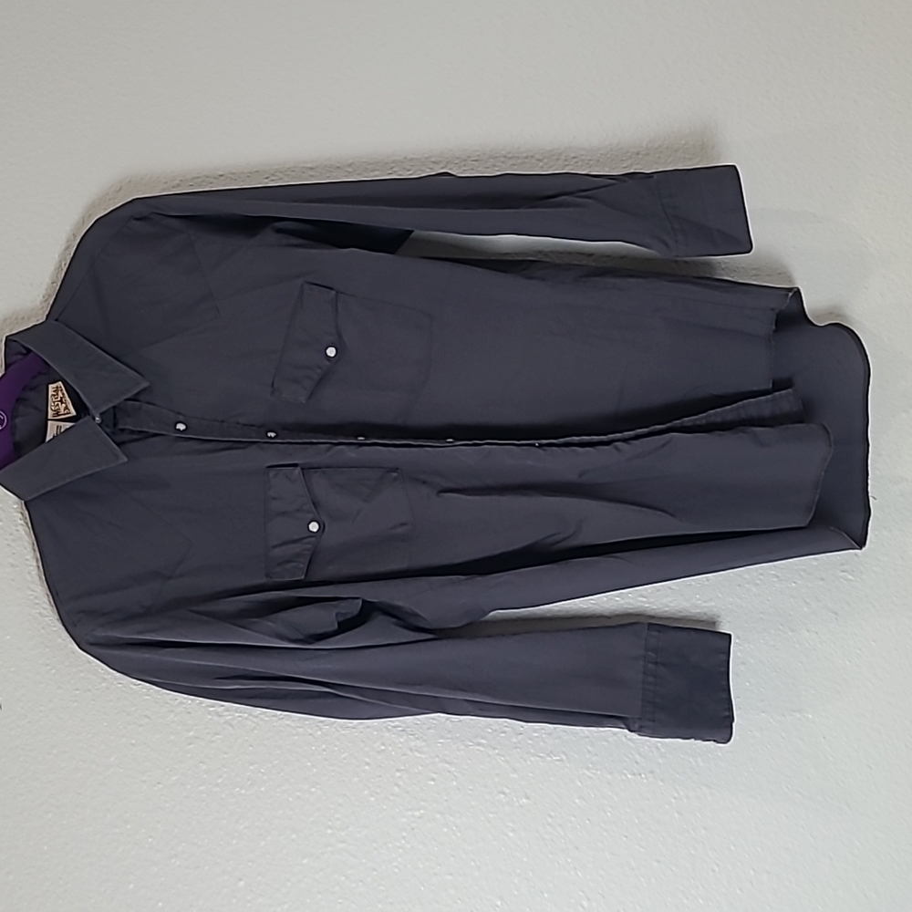 Vintage western pearl snap button down long sleeve shirt medium